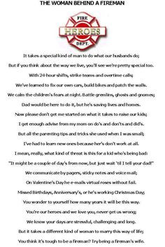 ... understand no matter how hard you try till your a firefighters wife