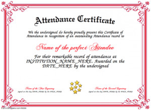 Perfect Attendance Quotes Attendance-certificate- ...