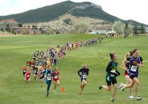 Class AA girls begin their race during the Montana state cross country ...