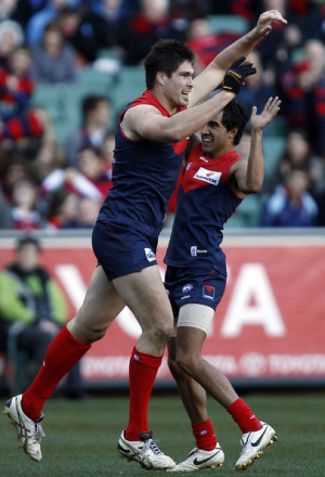 Paul Johnson Paul Johnson of the Demons celebrates a goal during the