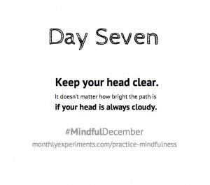 Day 7: Keep your head clear. It doesn't matter how bright the path is ...