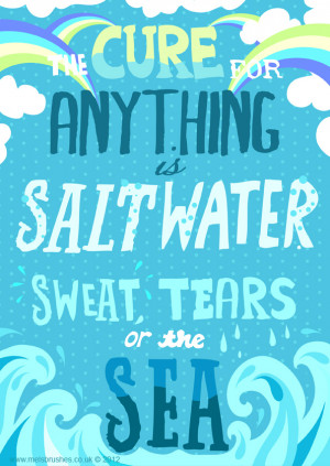 Illustrated quote Free A4 Poster #1 The cure for anything is salt ...