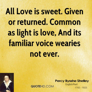 All Love is sweet. Given or returned. Common as light is love, And its ...