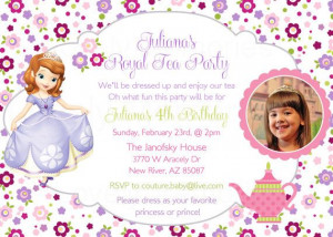 Sofia the first - Princess Birthday tea party theme Invitation ...
