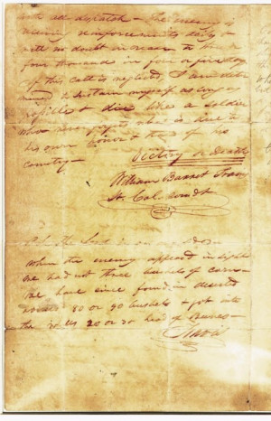 Letter from William Travis... defender of the Alamo... notice in the ...