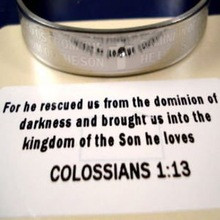 Stainless Steel Bangle w COLOSSIANS 1:13 Bible Verse