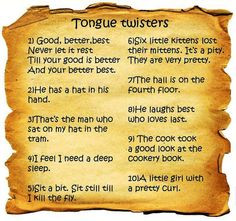 Tongue twisters - vowel sounds More