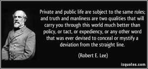 ... conceal or mystify a deviation from the straight line. - Robert E. Lee
