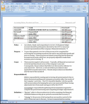 Accounting Policy and Procedure Manual Template