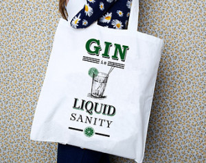 Gin Quote, Gin, Shopping Bag, Typographic, Reusable Shopping Bag, Gin ...