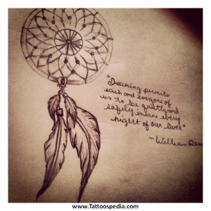 Dreamcatcher Tattoos On Ribs With Quote Dream catcher tattoos with