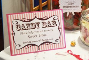 Wedding Candy Buffet Sweet Bar Table Personalised Sign PINK Stripe