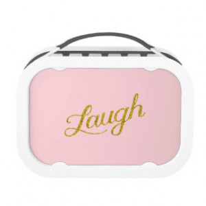 Pink Laugh Gold Faux Glitter Inspirational Quote Lunchboxes