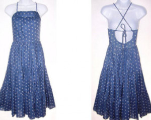 vintage 70's Dress - Blue Floral Halter Dress by Bill Berman - Size 7 ...
