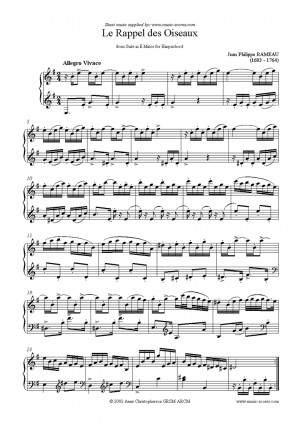 Classical Sheet Music Digital Download Rappel Des Oiseaux From