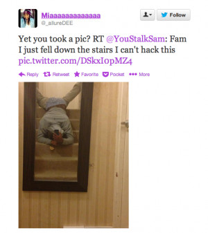 New trend: People tweeting photos of themselves falling down stairs