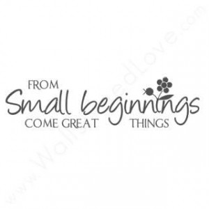 From small beginnings come great things.