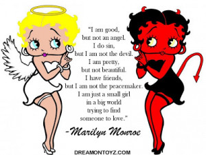Betty Boop angel and Betty Boop devil with Marilyn Monroe quote: