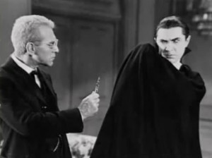 Edward Van Sloan as Van Helsing and Bela Lugosi as Count Dracula (1931 ...