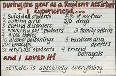 during one year as a resident assistant i experienced more resident ...