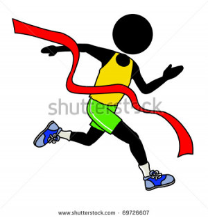 Silhouette-man running across the finishing line