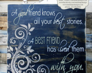 Inspirational Quote A good friend k nows all your best Stories on Wood ...