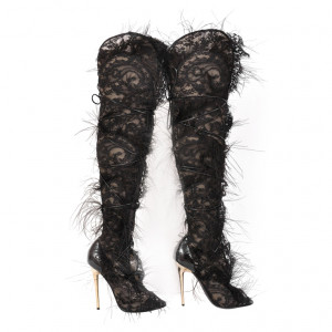 Tom Ford Ultra Rare Lace Feather Over The Knee Boots