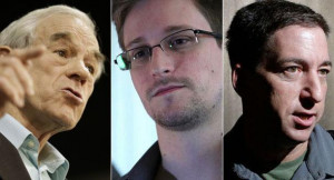 Ron Paul, Edward Snowden and Glenn Greenwald are pictured. | AP Photos