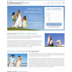 ... and minimal life insurance quotes lead capture page Insurance example