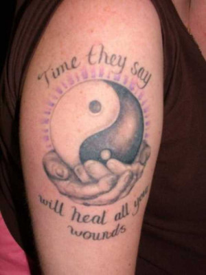 19. Yin Yang Arm Tattoo with Quote