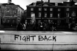 black and white, city, demonstration, protest, quote, town