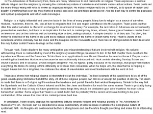 essay on Huck Finn and Religion
