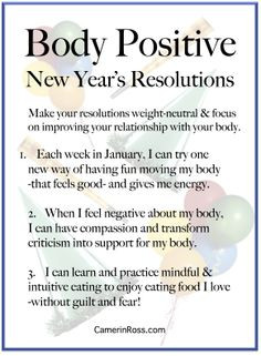 Body Positive~ New Year's Resolutions! eliminate the black & white ...
