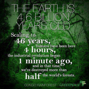 ... in that time, we’ve destroyed more than half the world’s forests