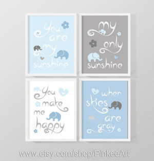 you are my sunshine kids quote, blue grey baby shower gift, my only ...