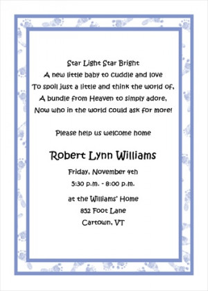 Welcome Home Baby Boy Footprints Shower Invitations areBecoming Very ...