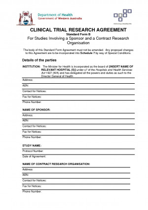 WA Health Clinical Trial Research Agreement - Form B - For studies by ...