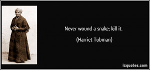 Never wound a snake; kill it. - Harriet Tubman
