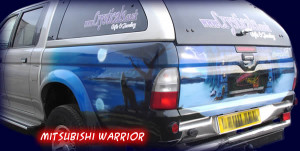 Custom airbrush artwork painted on Mitsubishi warrior true flames ...