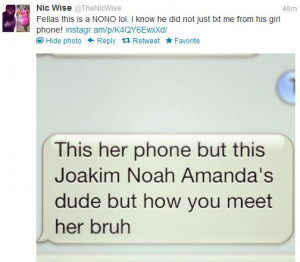 BBall Player Nic Wise Texts Joakim Noah’s Girl, But Noah is One Who ...