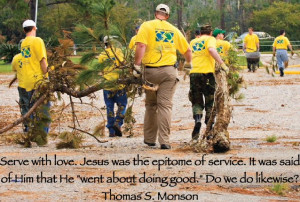 Serve with love. Jesus was the epitome of service. It was said of Him ...