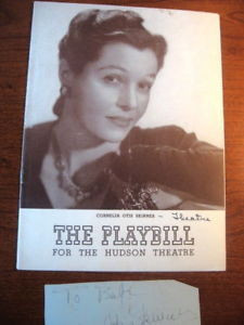 Cornelia Otis Skinner Vintage Signature Cut 1941 Hudson Theater
