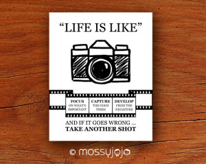 Life is Camera Inspirational Quote Wall art Office Decor Dorm décor ...