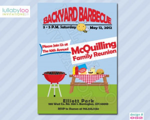 Family Reunion Bbq Barbeque Cookout Party Invitations