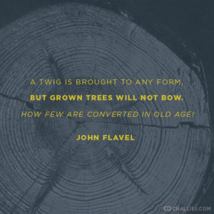 ... trees will not bow. How few are converted in old age! —John Flavel