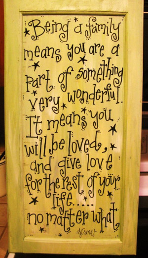 Painted quote on an old cabinet door