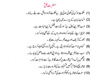 Re: hazrat ali quotes in urdu