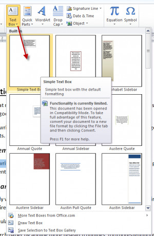 MS Word Pull-Out Quotes Insert Text Box 2