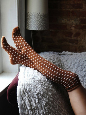 fall autumn brown cozy leaves socks Fall Fashion polka dots blanket ...