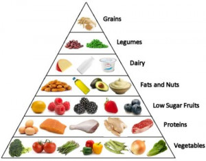 Low Carb food pyramid. Grains: very very little; closer to the 1946 ...